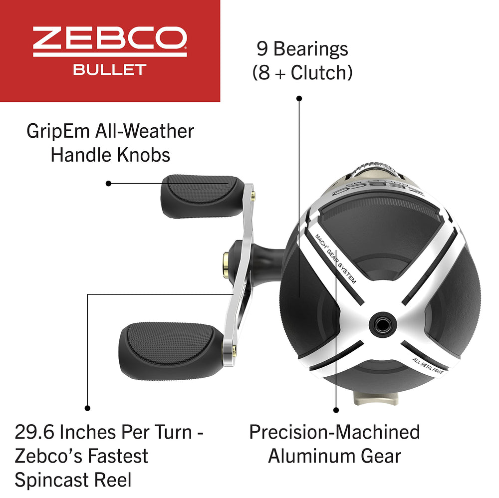 Zebco Bullet Mg spincast reel in hand demonstrates balanced control during long sessions.