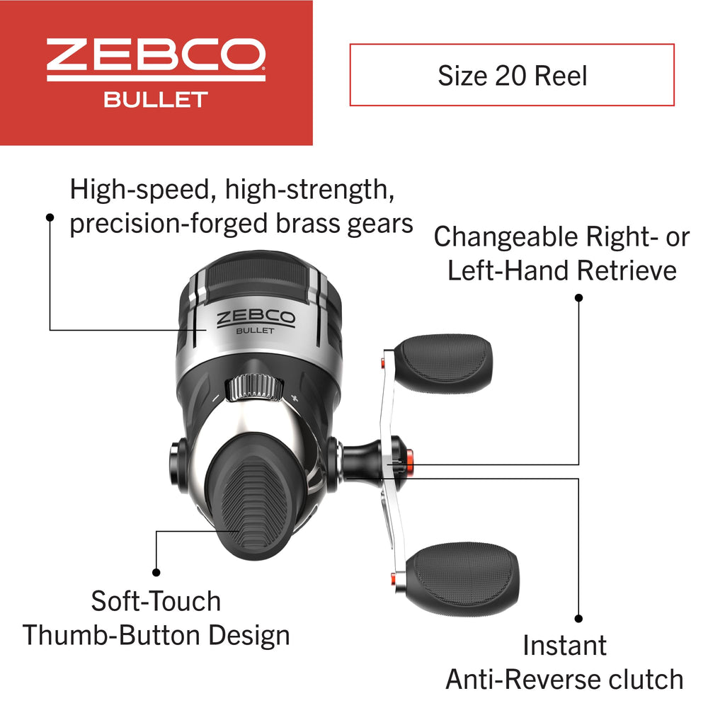 6 lb Zebco line pre-spooled on Bullet 20SZ reel