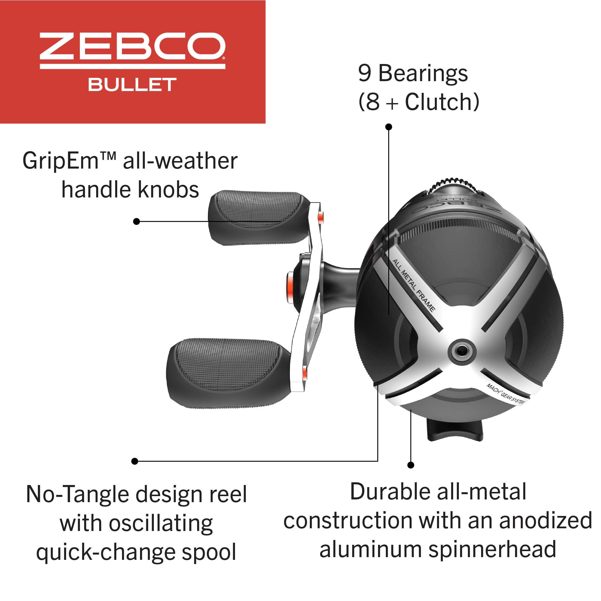 Zebco Bullet reel drag dial close-up for adjustable control
