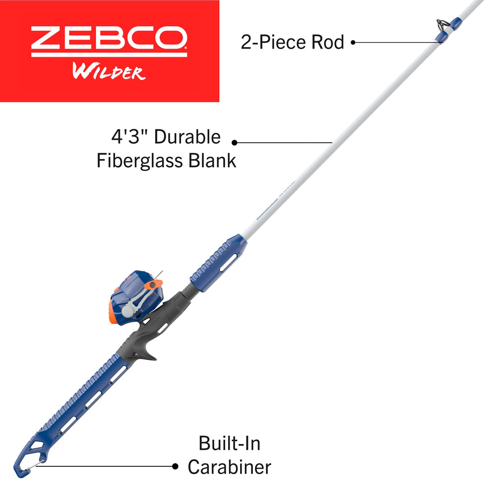 Zebco Kids Wilder with carabiner enables hands-free portability during outings