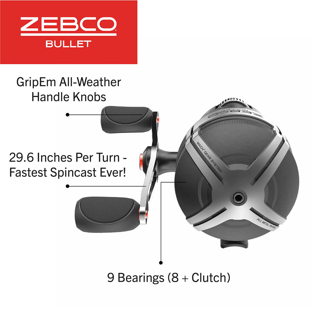 Zebco MaxTac grip handle provides comfortable, secure hold during casting.
