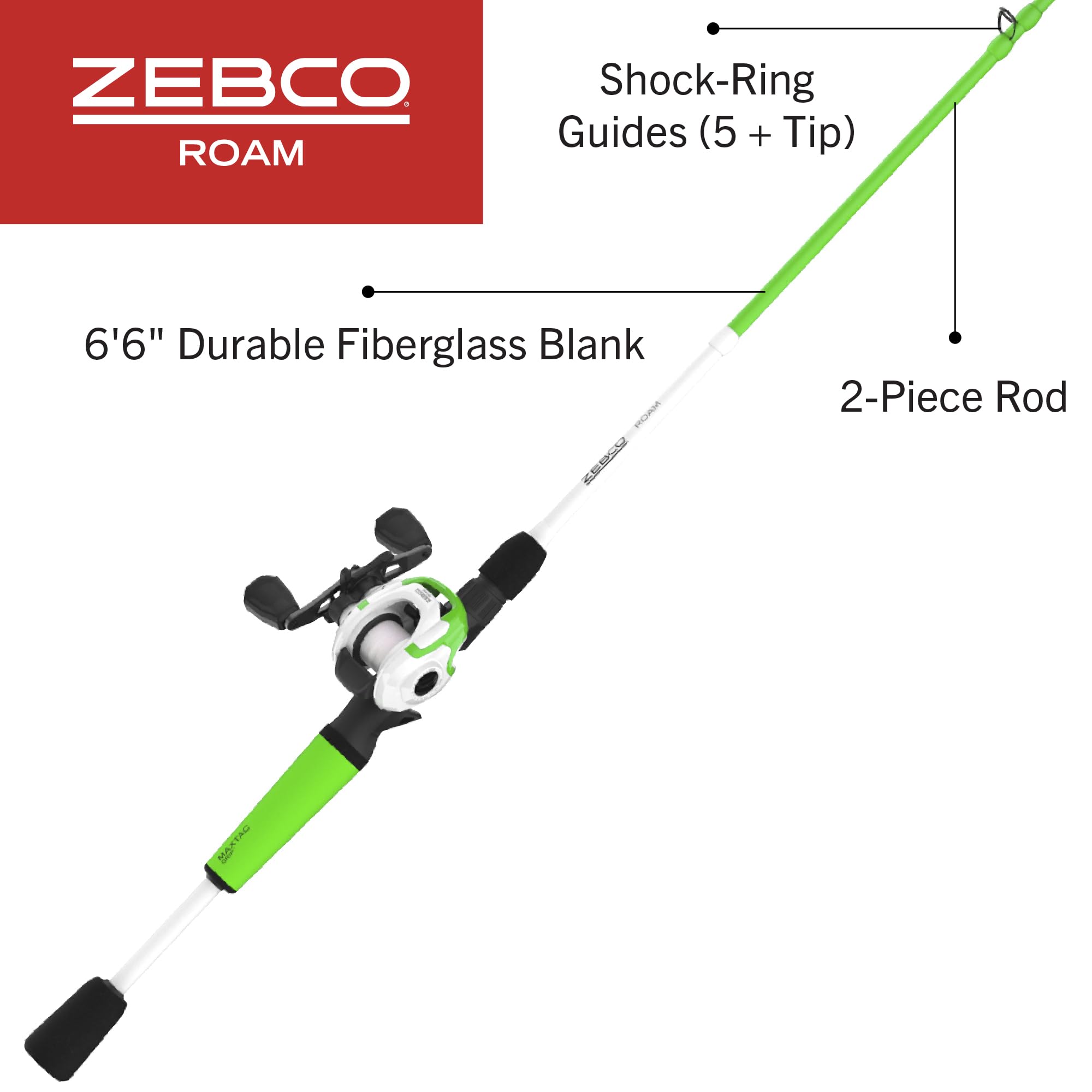 Zebco Roam rod and reel combo ready for freshwater fishing