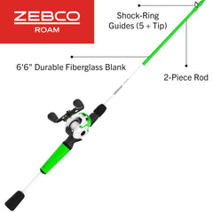 Zebco Roam rod and reel combo ready for freshwater fishing