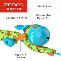 Zebco size 20 reel with dial drag for easy bite detection.