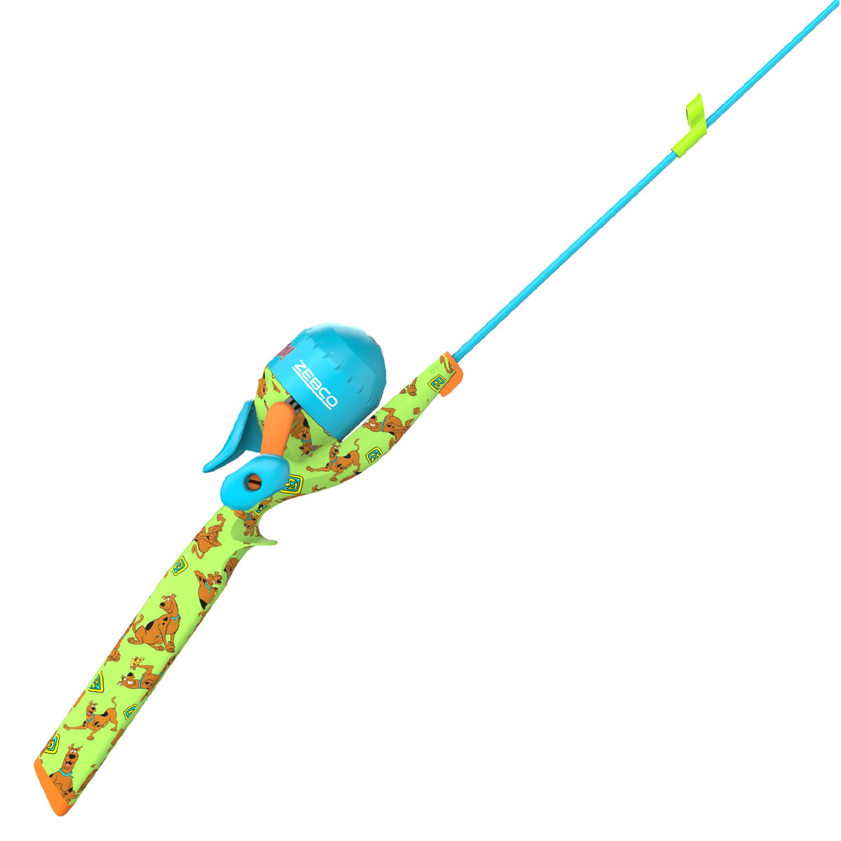 Zebco Scooby-Doo floating spincast on-water setup for kids, easy casting and family fun.