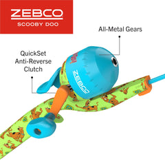 Two-tone green Zebco design boosts kid excitement and brand recognition.
