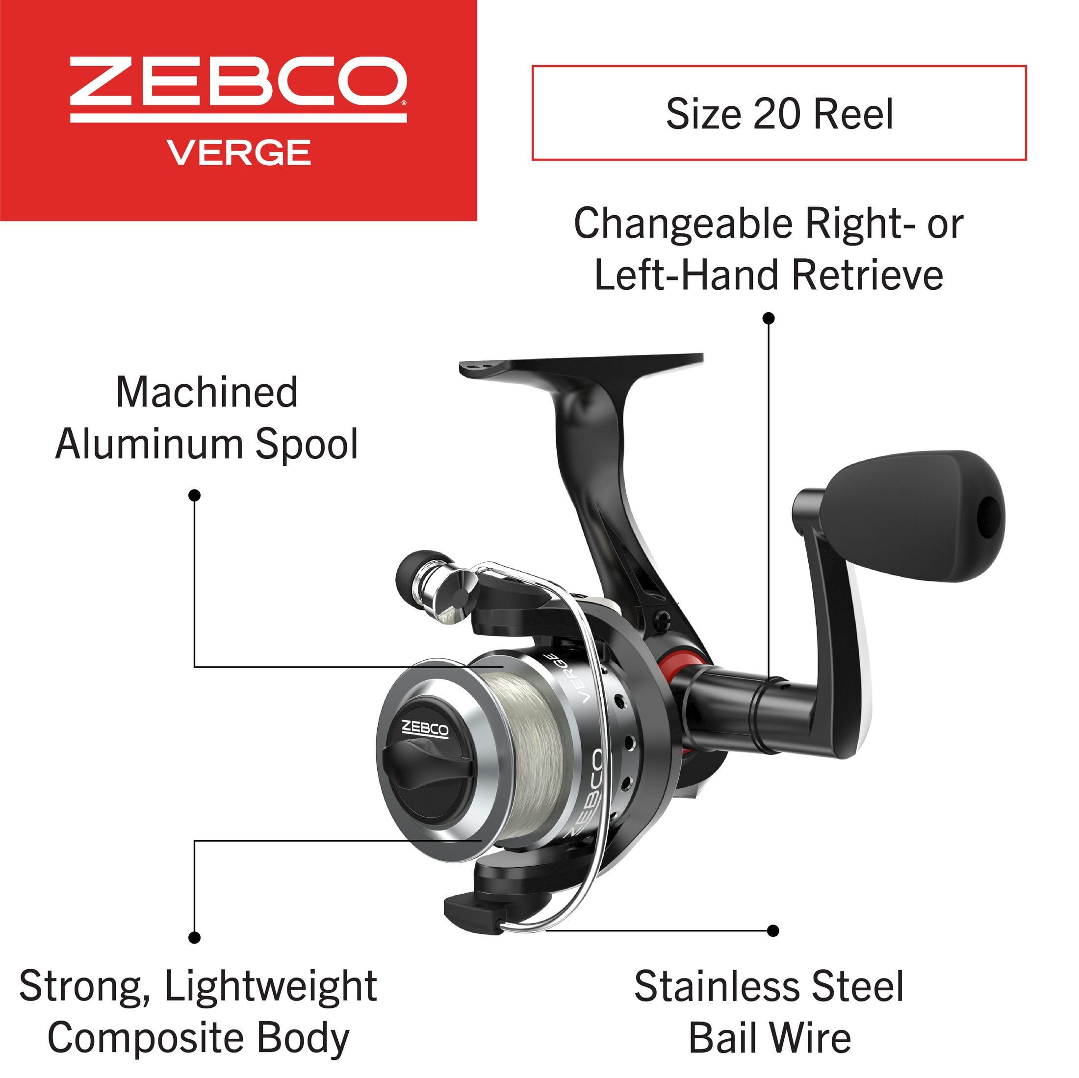 Zebco Verge spool closeup highlights machined aluminum spool and crisp line lay