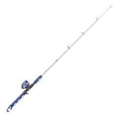Zebco Wilder spincast reel closeup showing durable all-metal gears for rugged youth fishing