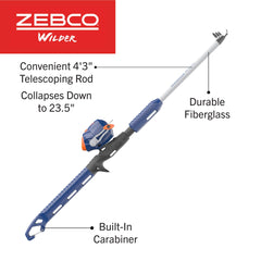 Zebco Wilder telescopic rod extended demonstrating kid-friendly length for adventure casting