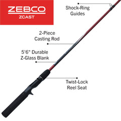Close-up of ZCAST 5'6\" rod profile in Black/Red