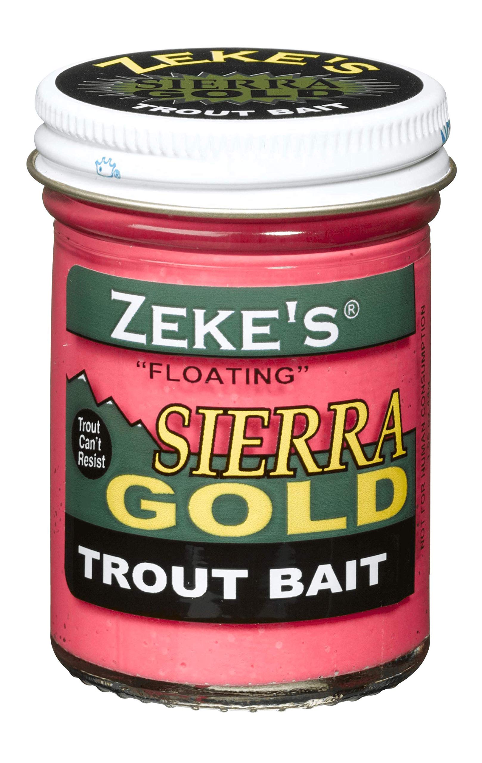 Close-up of Zeke's Sierra Gold Floating Trout Bait showing glitter and pink color