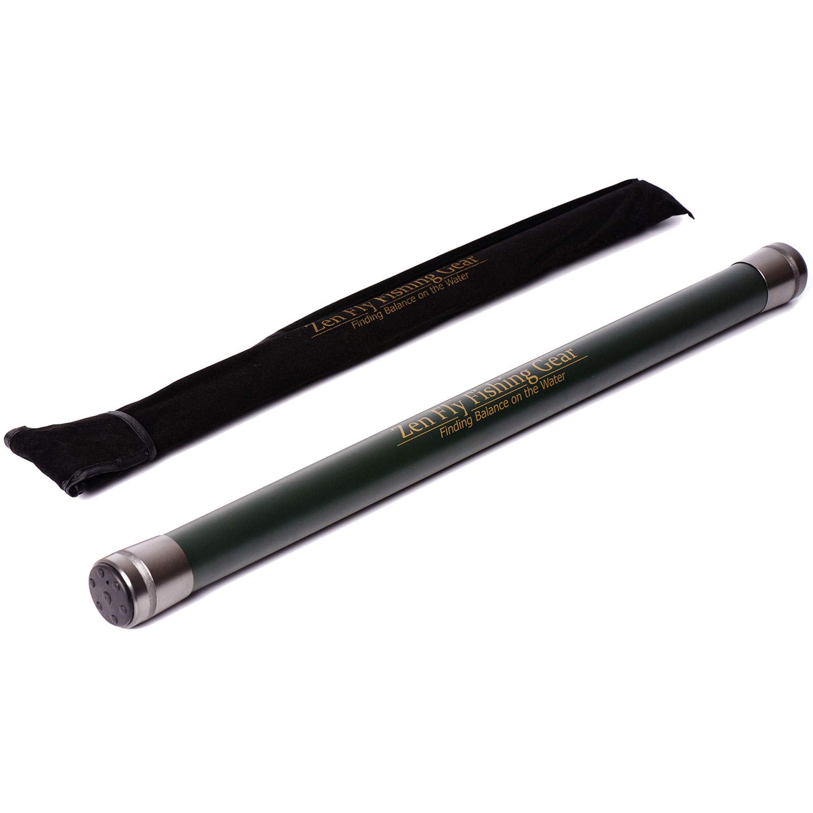 Zen Tenkara Suzume rod with hard travel tube and sock, protected during transport.