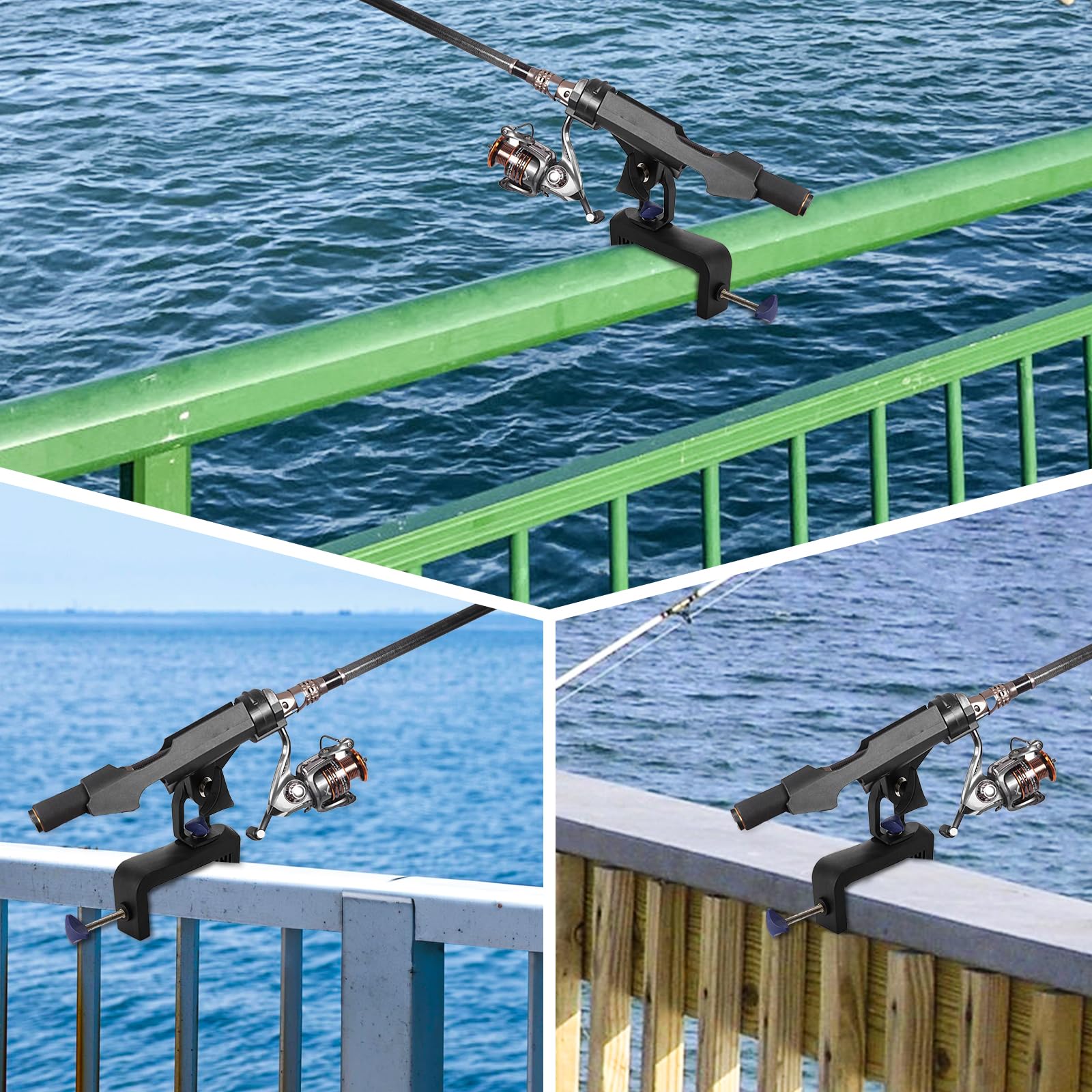 Rod holder installed on boat with thumb screws