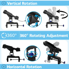 360-degree adjustable fishing rod holder for boats