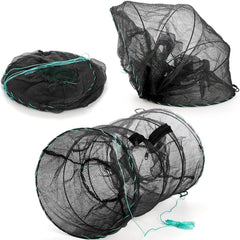 Collapsible foldable fishing net for easy storage