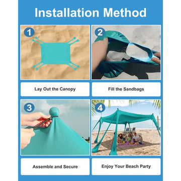 Zenicham Beach Tent easy setup enables shade in minutes