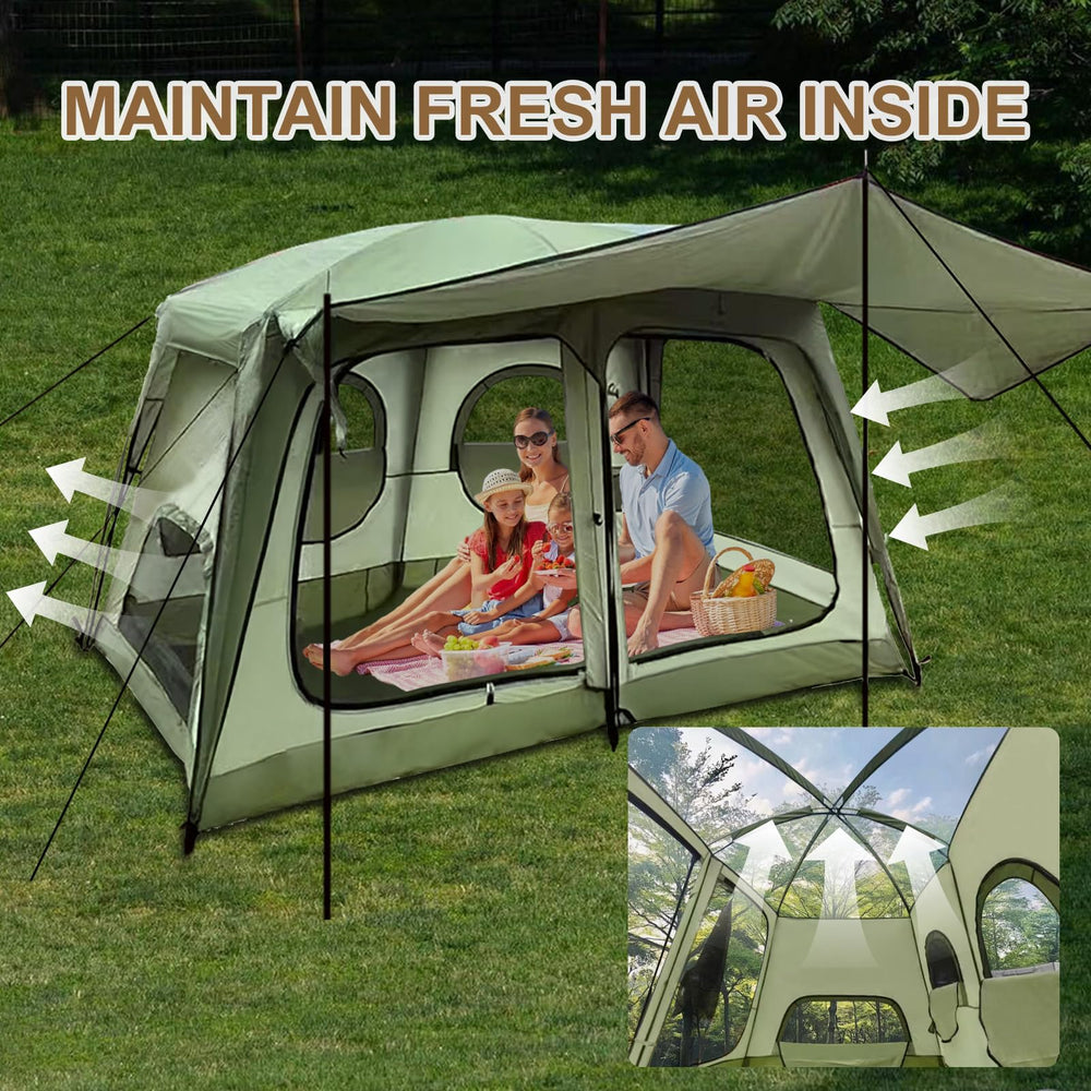Zenicham cabin tent double door entrance for easy access and ventilation
