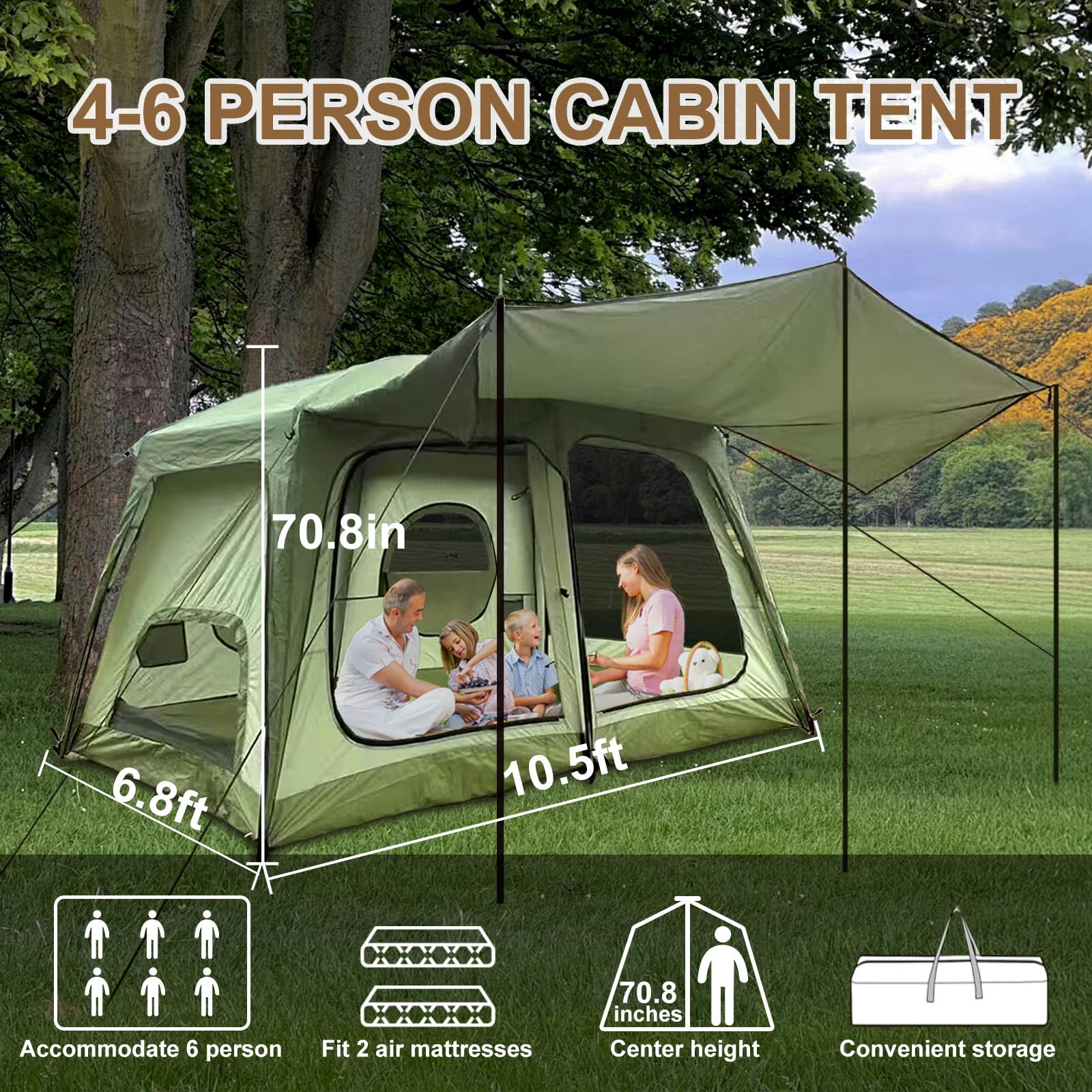 Zenicham tent rainfly attachment highlighting extra rain protection
