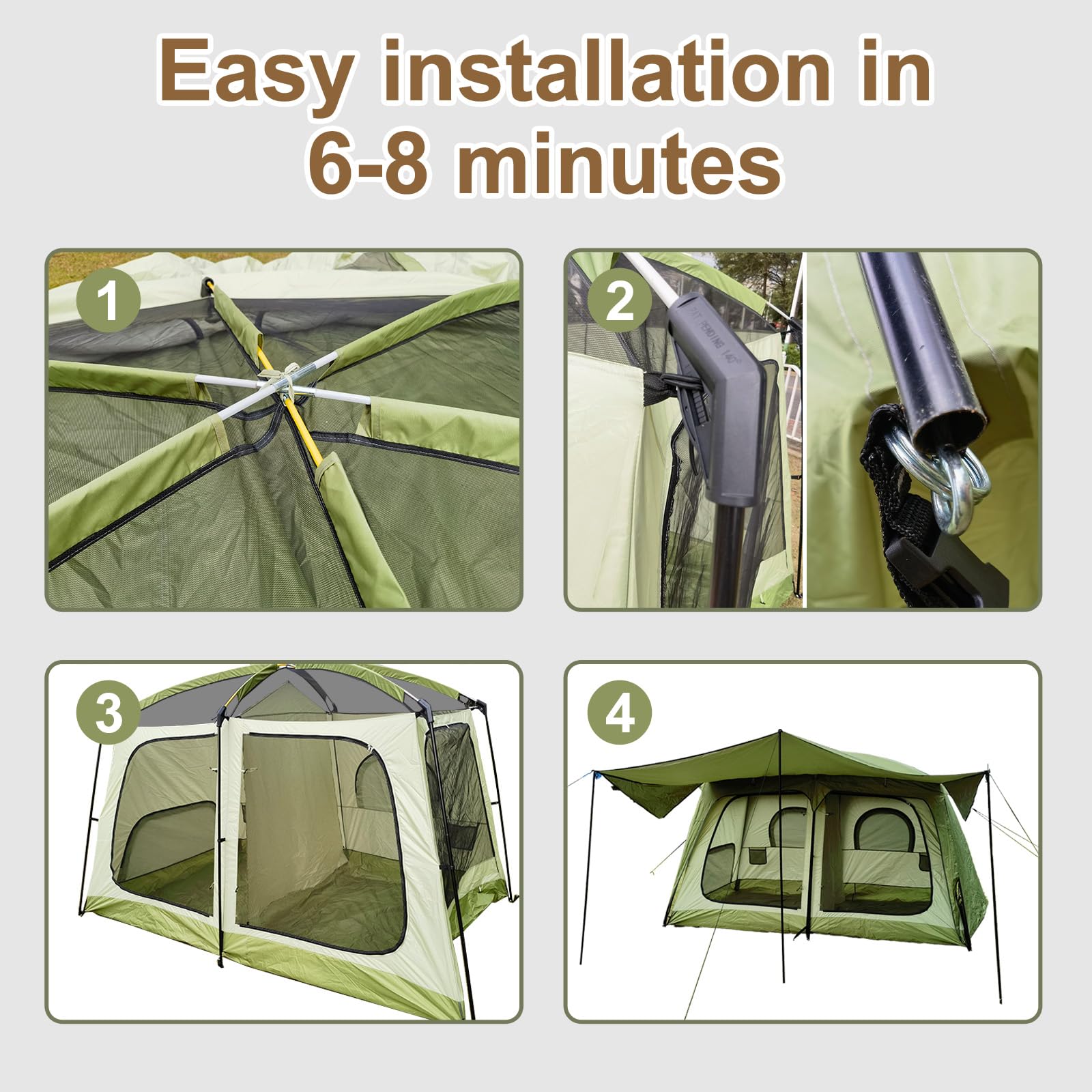 Zenicham tent mesh ventilation windows promoting airflow and comfort