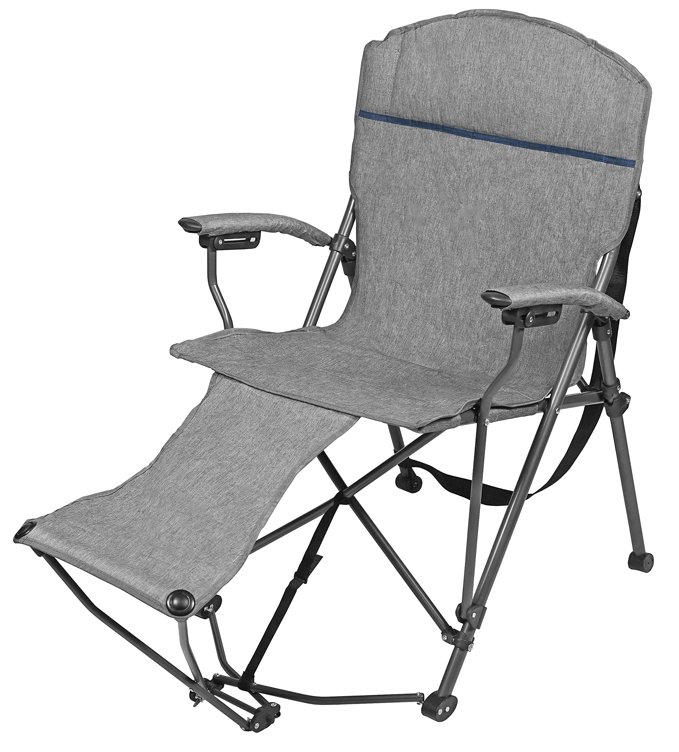Zenithen portable outdoor chair with footrest folded for easy transport.