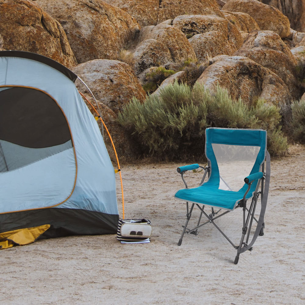 Zenithen rocker chair teal breathable seat for cooling comfort.