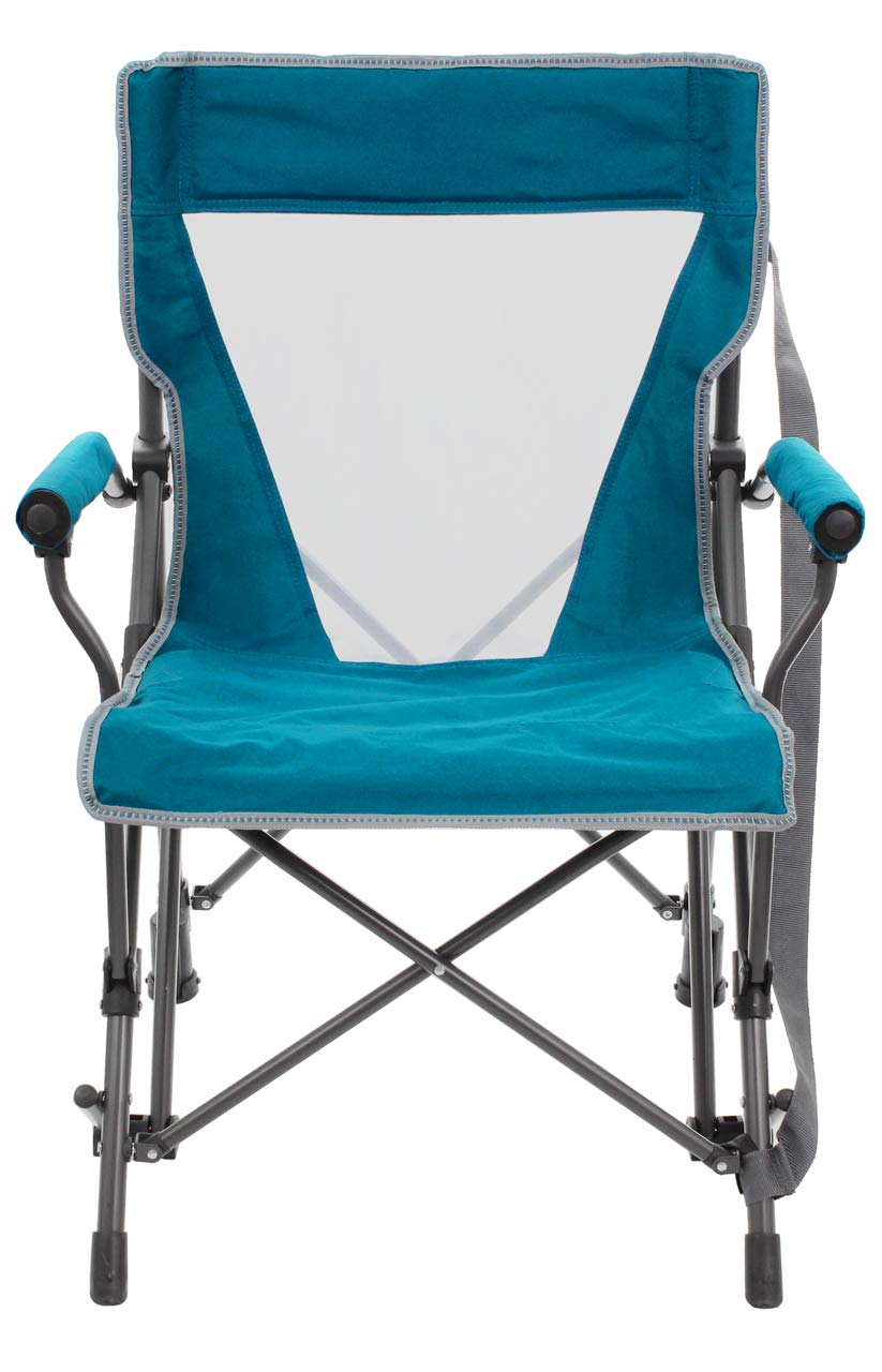 Zenithen rocker chair teal with spring feet for gentle outdoor rocking.