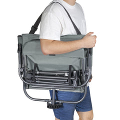 Zenithen two-piece base and seat simplify packing for trunk storage.
