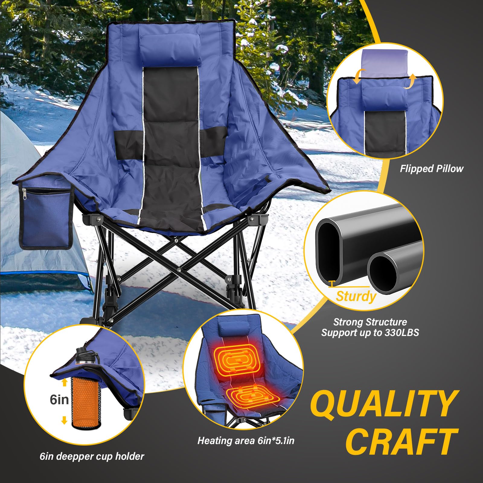 ZENPETIO heated rocking chair in-use outdoors delivering relaxing rocking
