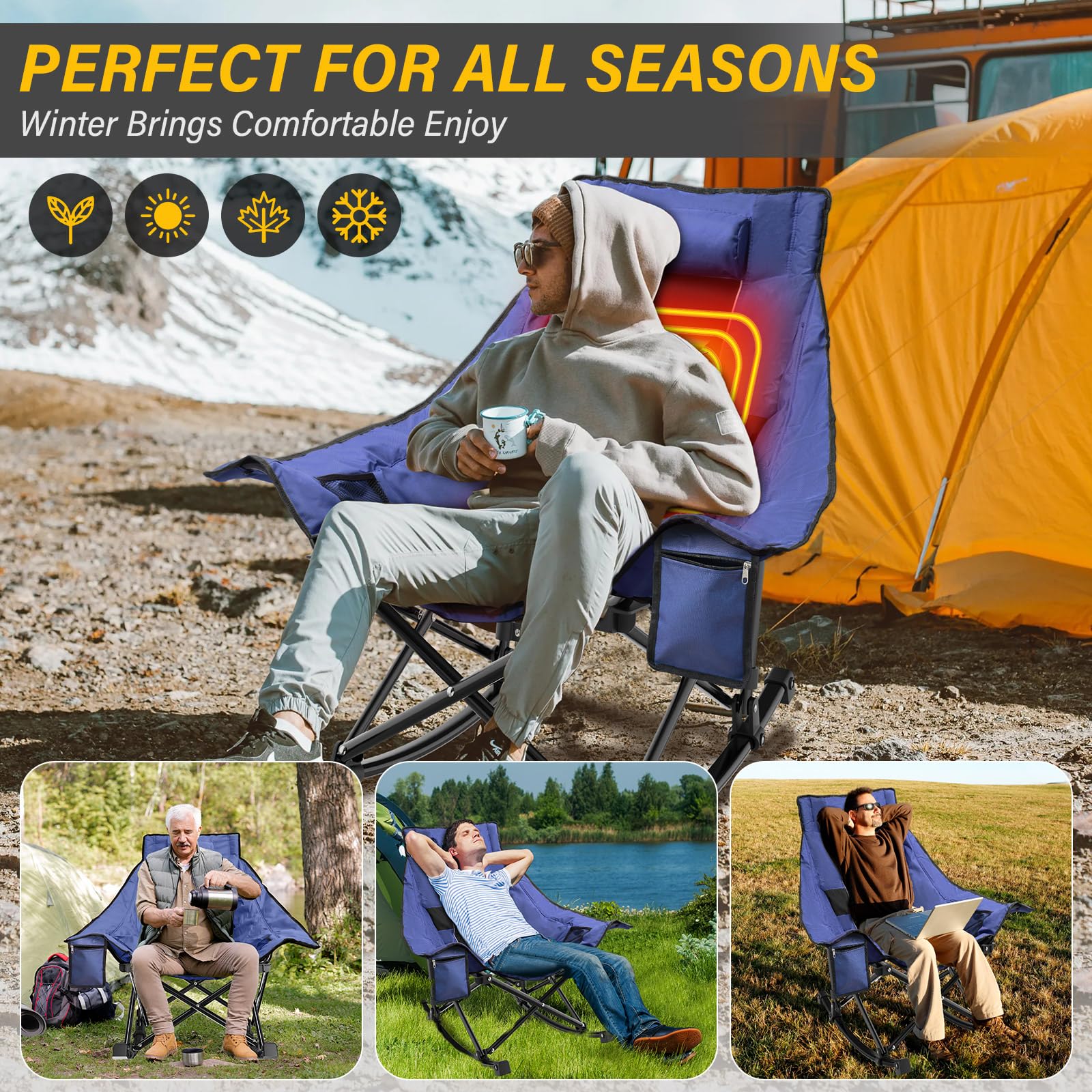 ZENPETIO heated rocking chair no-assembly setup for instant seating