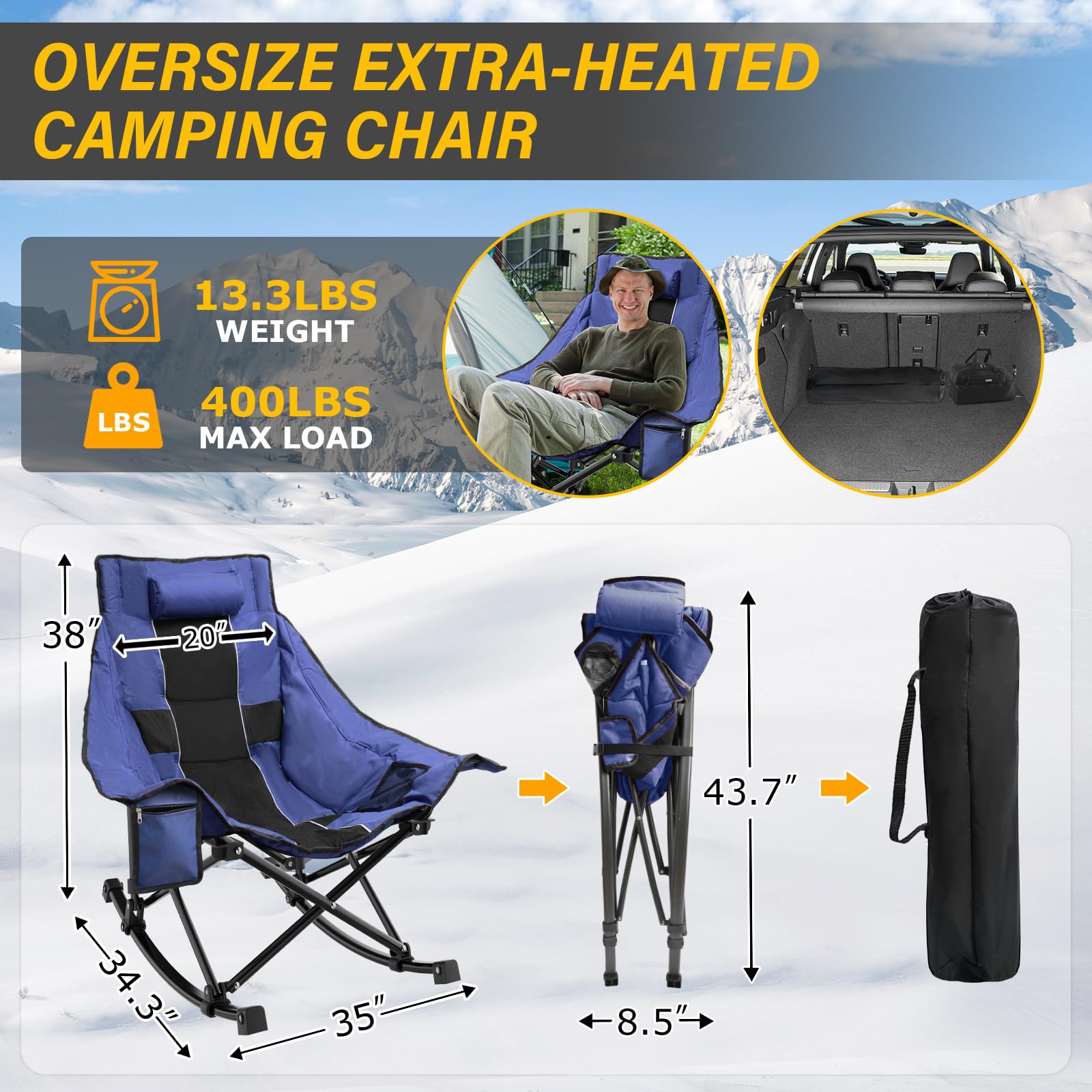 ZENPETIO heated rocking chair side-pocket for convenient storage and quick access