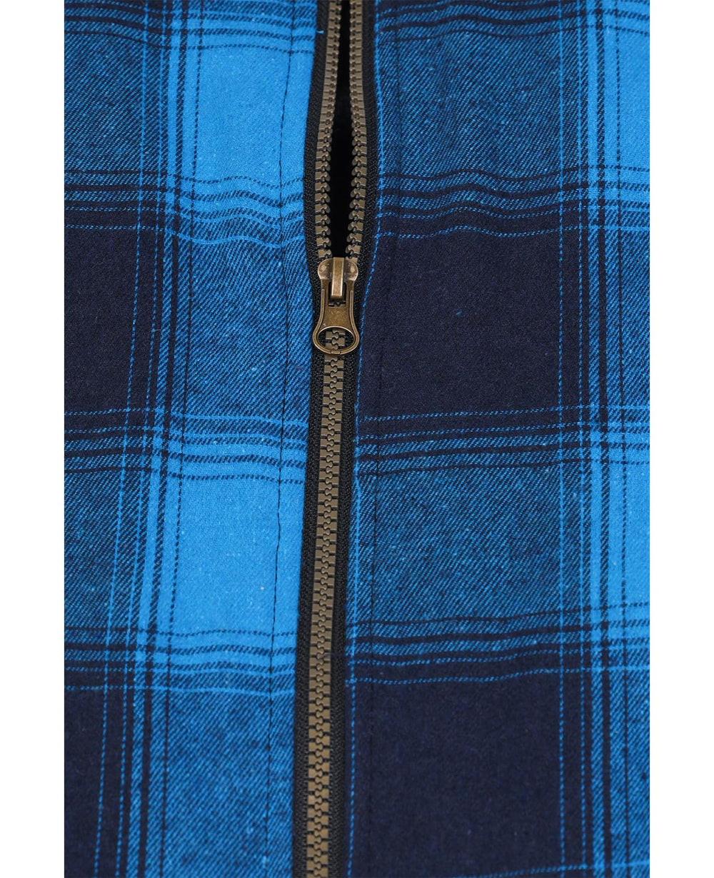 ZENTHACE mens sherpa-lined flannel shacket sleeve cuff closeup for wind protection.