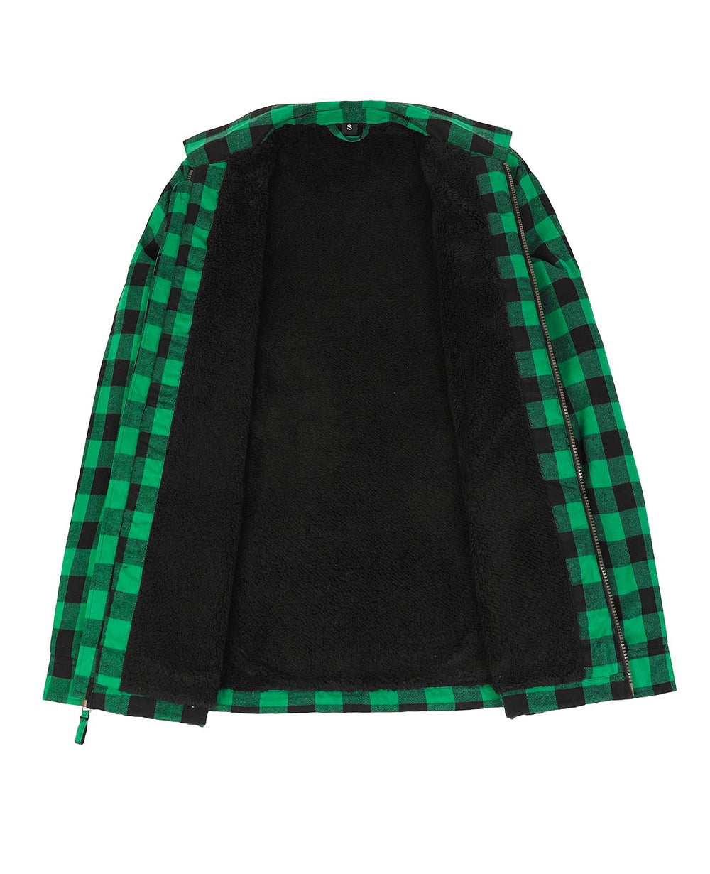 ZENTHACE plaid shacket front view highlights versatile style for outdoor wear.