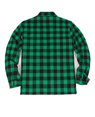 ZENTHACE thick warm sherpa-lined flannel jacket, green, back view showing pockets