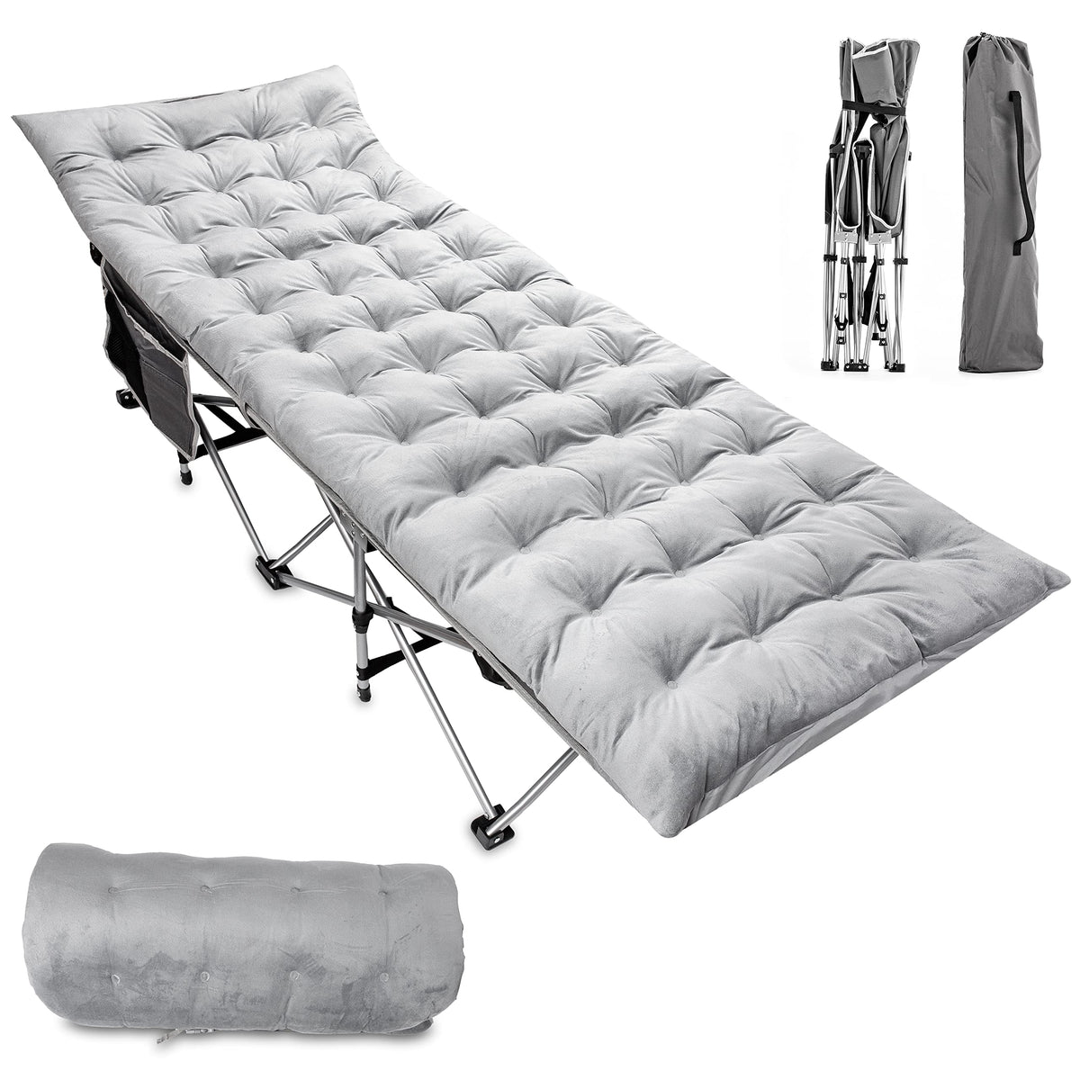 Zento Camping Cot assembled for quick setup and reliable support.