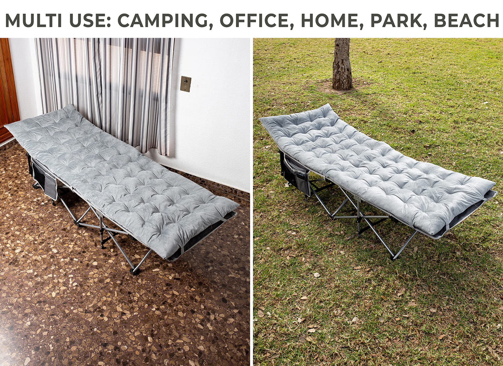Zento Camping Cot family festival use demonstrates versatile outdoor sleeping.