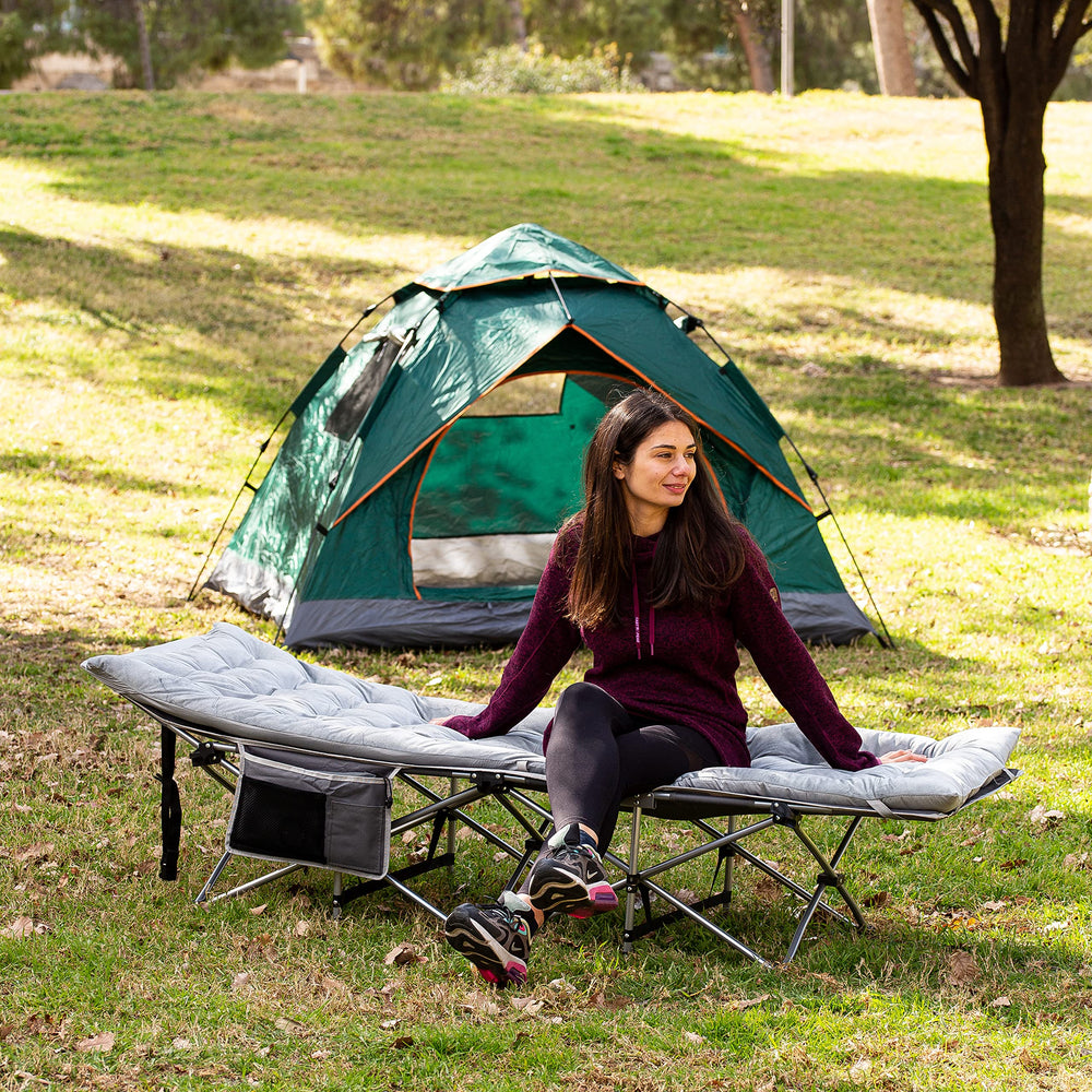 Zento Camping Cot Mattress airflow bevels promote cool, comfortable rest