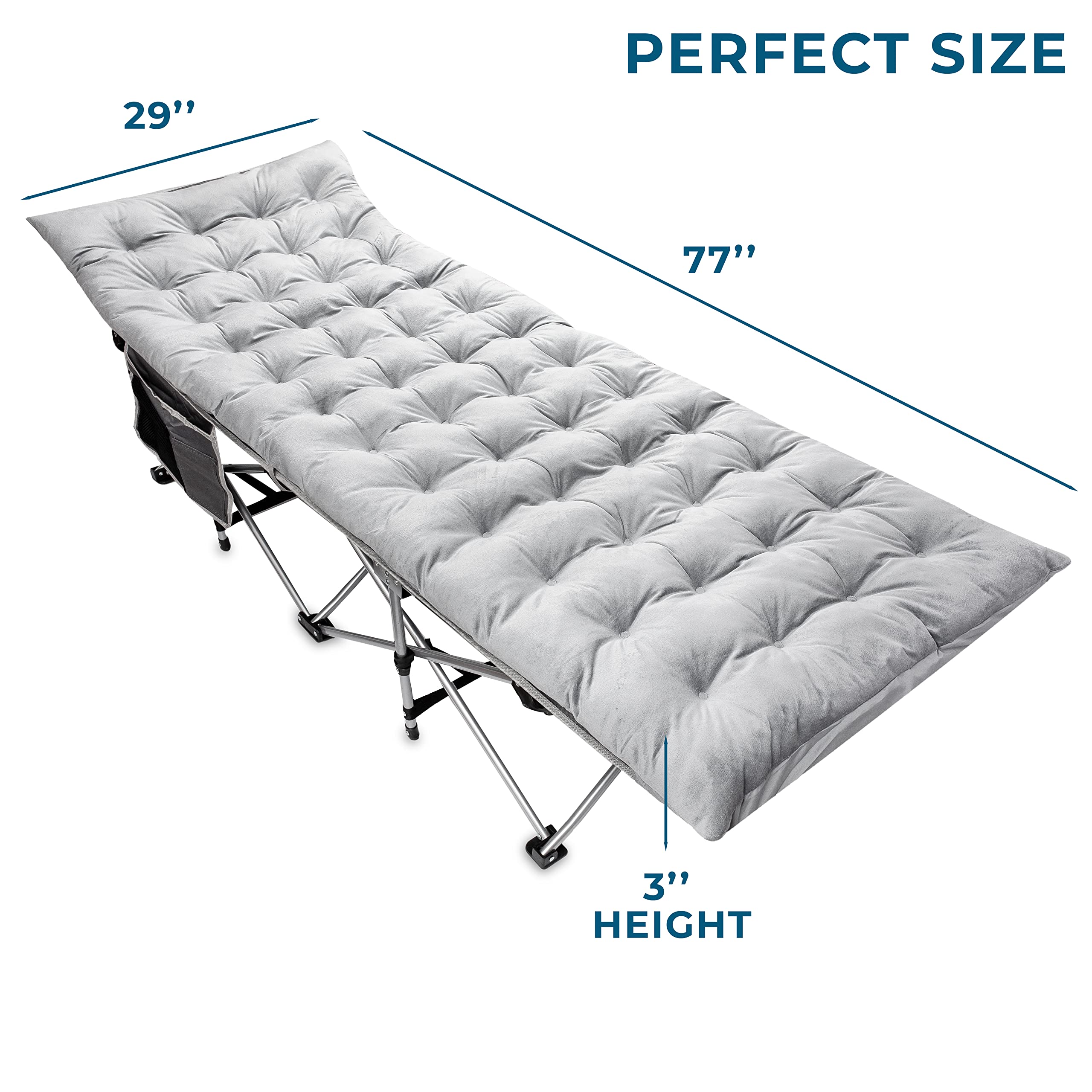 Zento Camping Cot Mattress folded compact for easy storage and travel