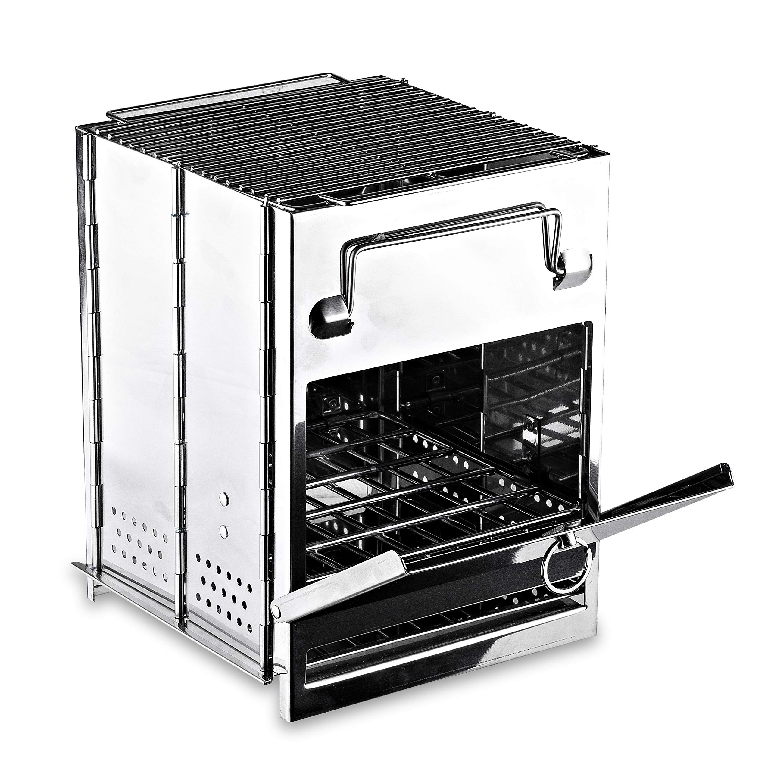 Zento Deals Camping Grill Large front view highlights rugged build for reliable outdoor cooking.