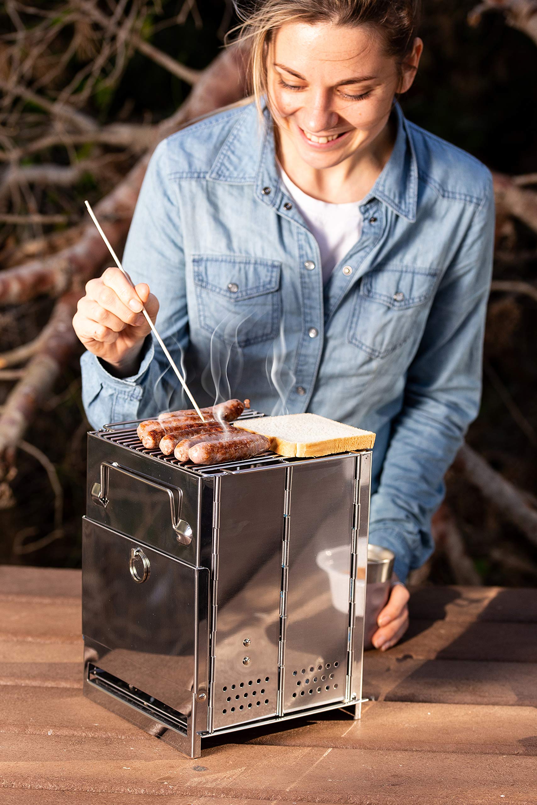 Zento Deals Camping Grill Large open-burner-area shows broad cooking surface for multiple pots.