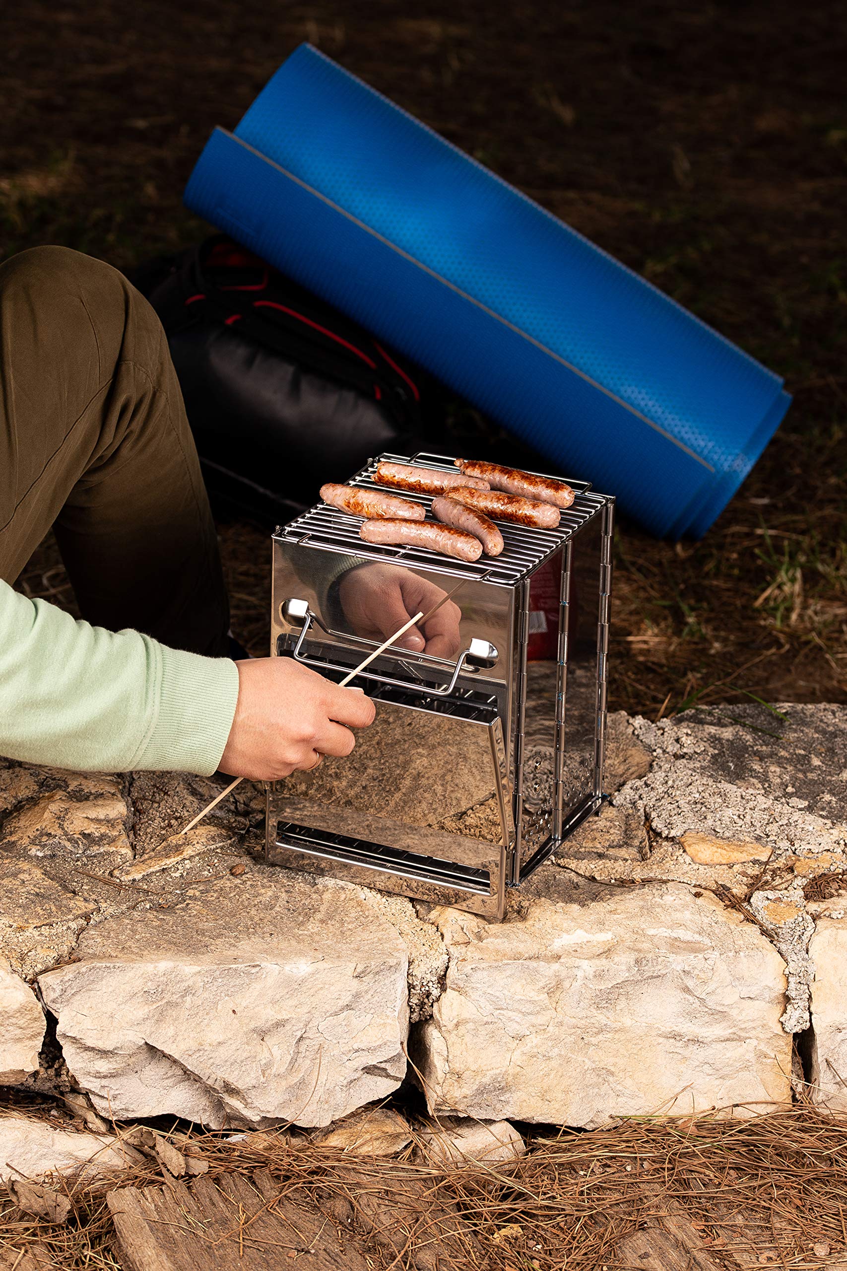 Zento Deals Camping Grill Large packaged-ready image hints quick setup and transport.