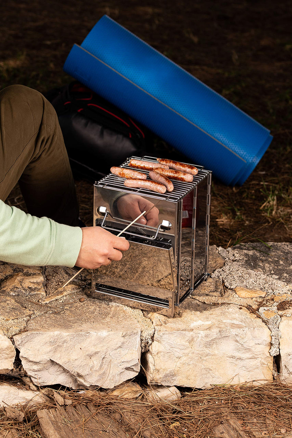 Zento Deals Camping Grill Large packaged-ready image hints quick setup and transport.