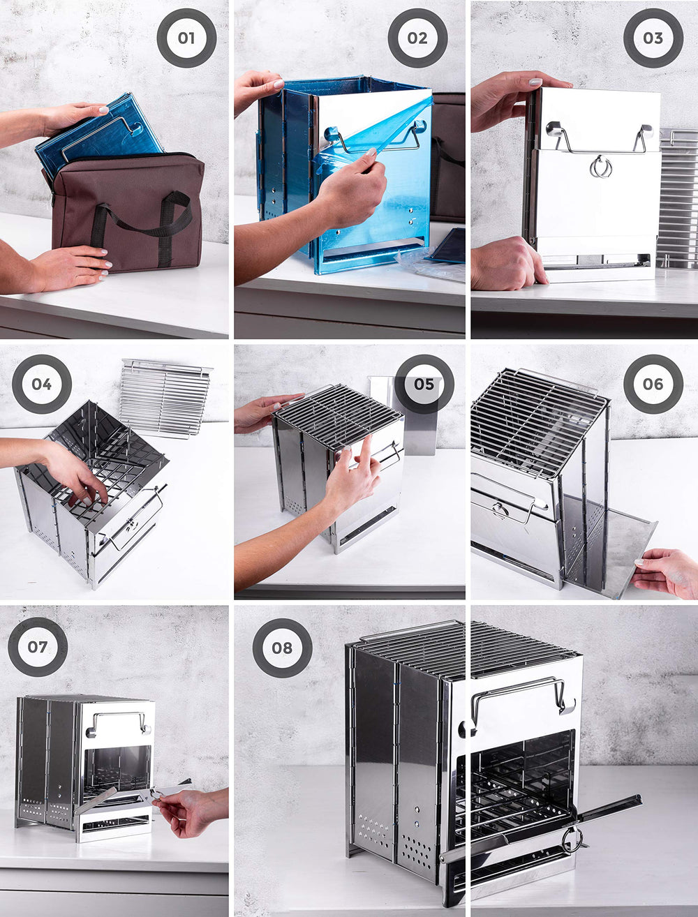 Zento Deals Camping Grill Large sturdy-legs underline durability on uneven ground.