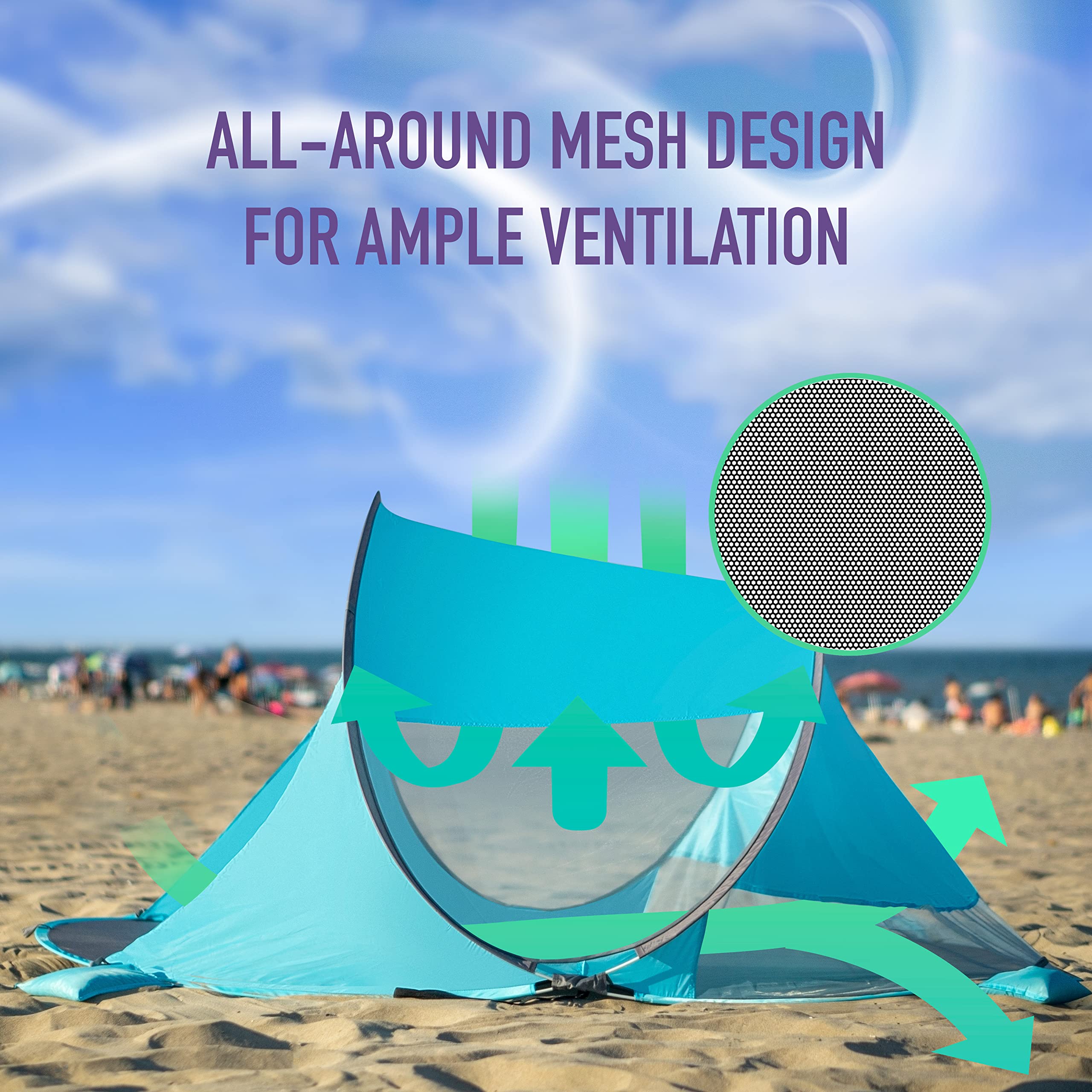 Zento Deals compact 2-person beach setup ready for quick shade