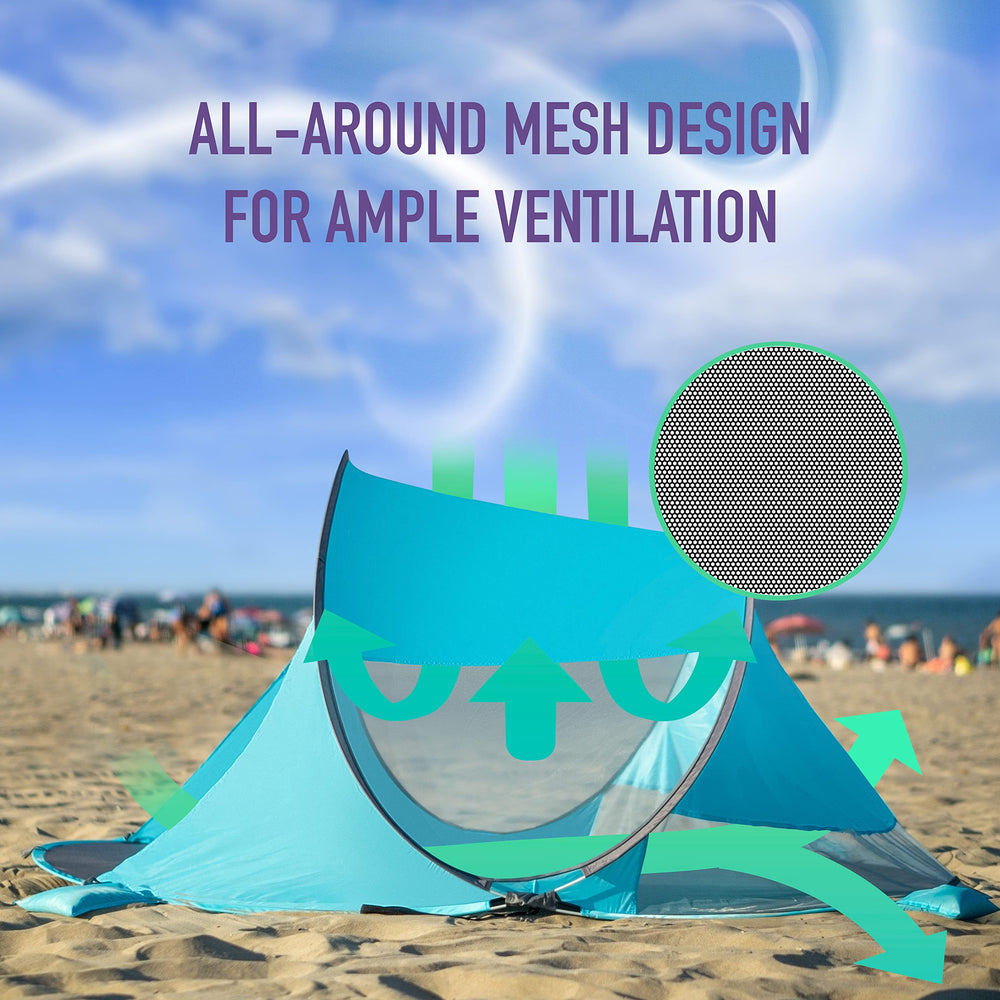 Zento Deals compact 2-person beach setup ready for quick shade