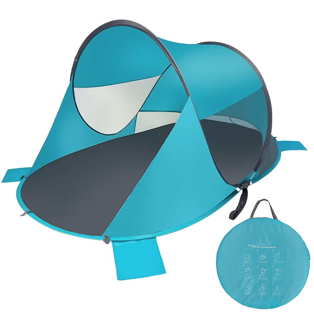 Zento Deals large instant pop-up beach tent folded in carry bag for easy portability