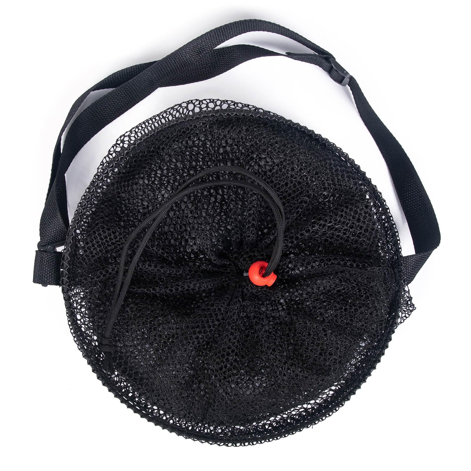 Live bait minnow bucket in mesh basket for fishing