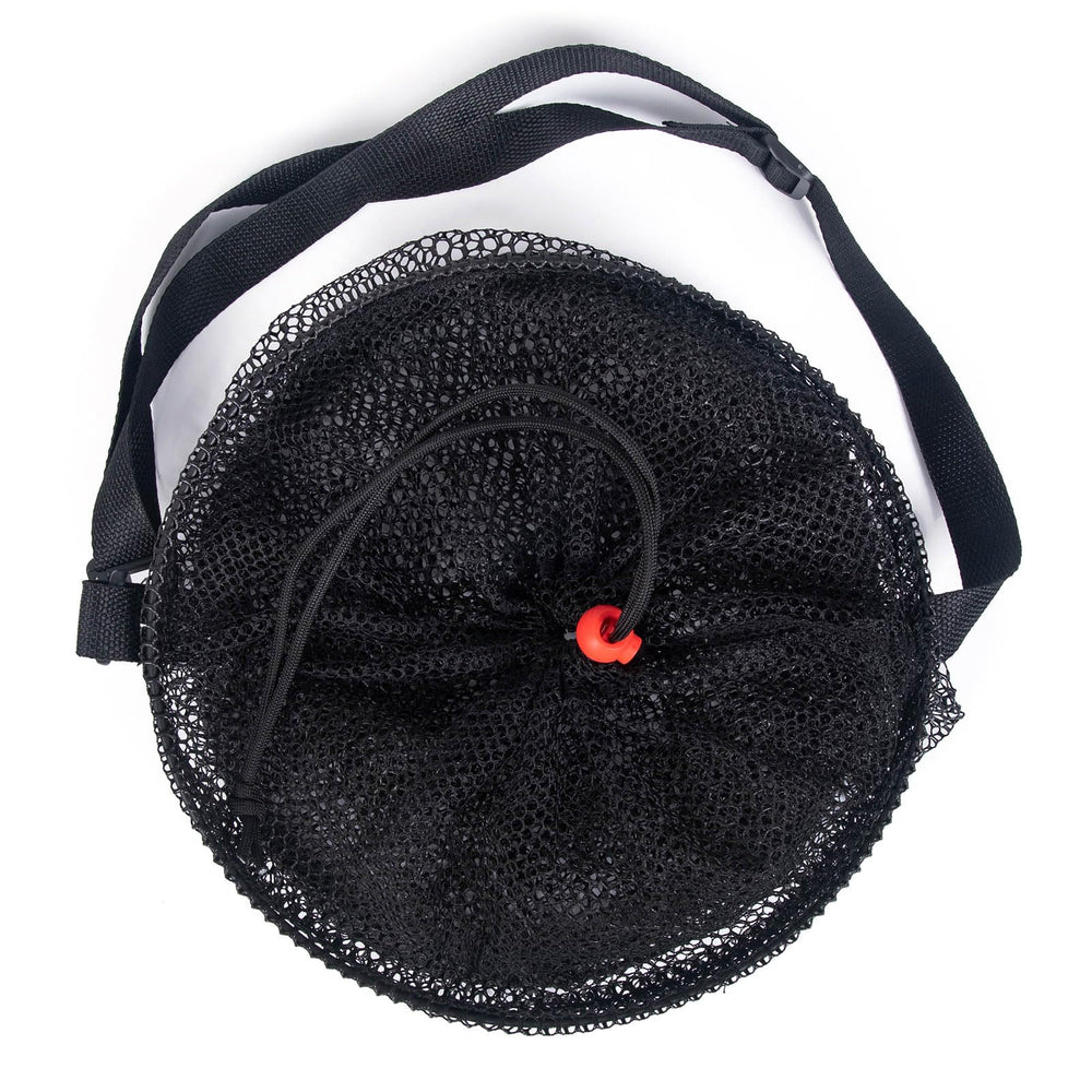 Live bait minnow bucket in mesh basket for fishing