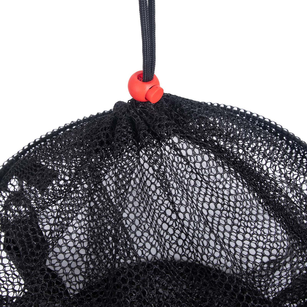 Mesh bait bucket towed with two snap hooks and adjustable strap