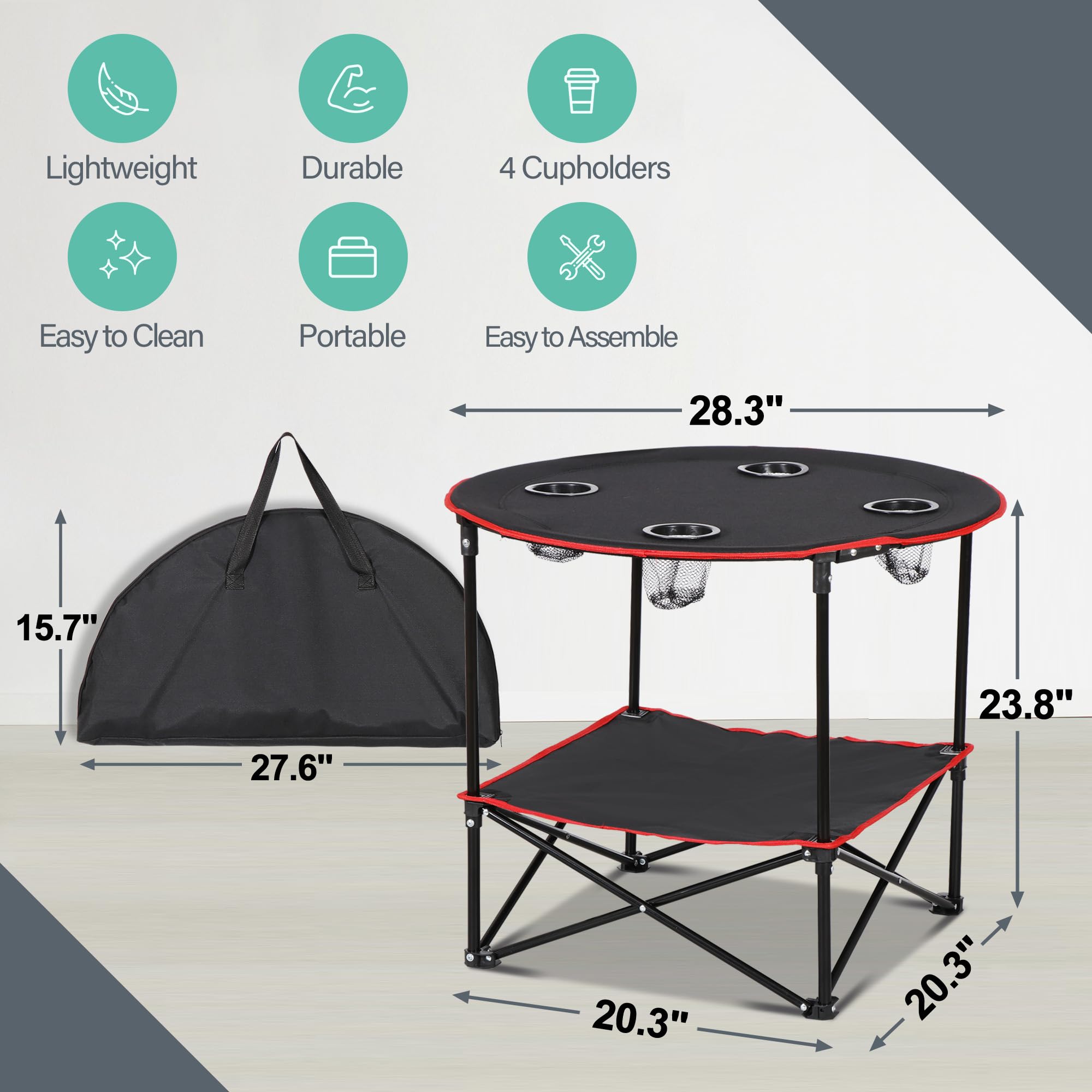 ZENY picnic table with 4 cup holders keeping beverages steady during outdoor dining