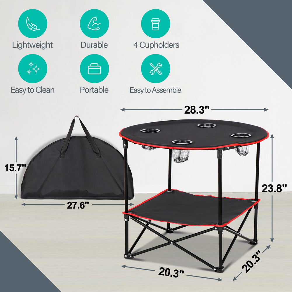ZENY picnic table with 4 cup holders keeping beverages steady during outdoor dining